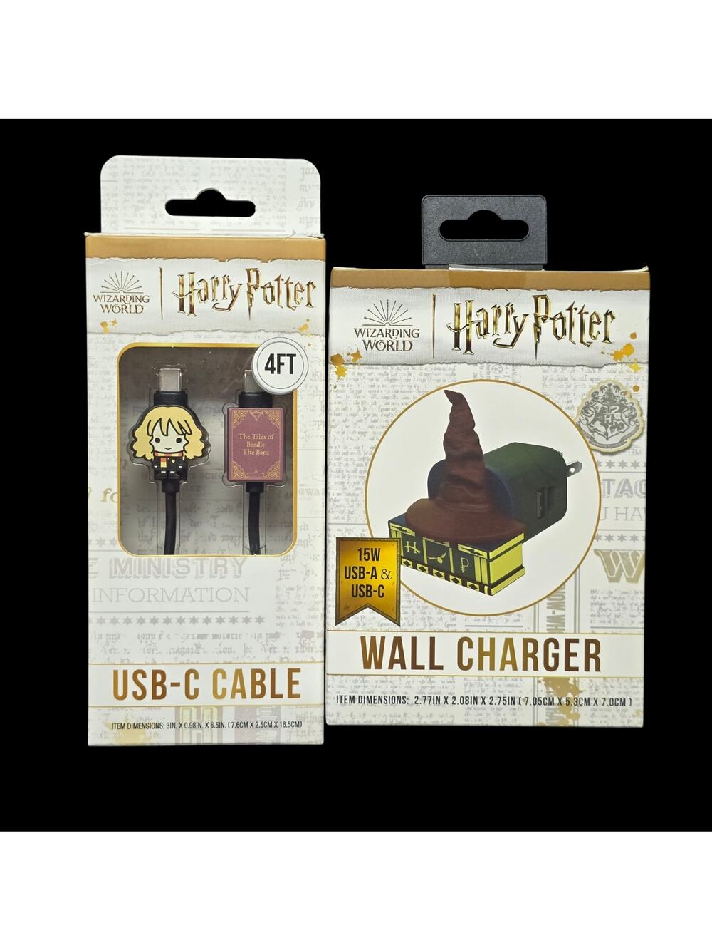Harry Potter Sorting Hat Wall Charger & Hermione USB-C Cable 4 Feet